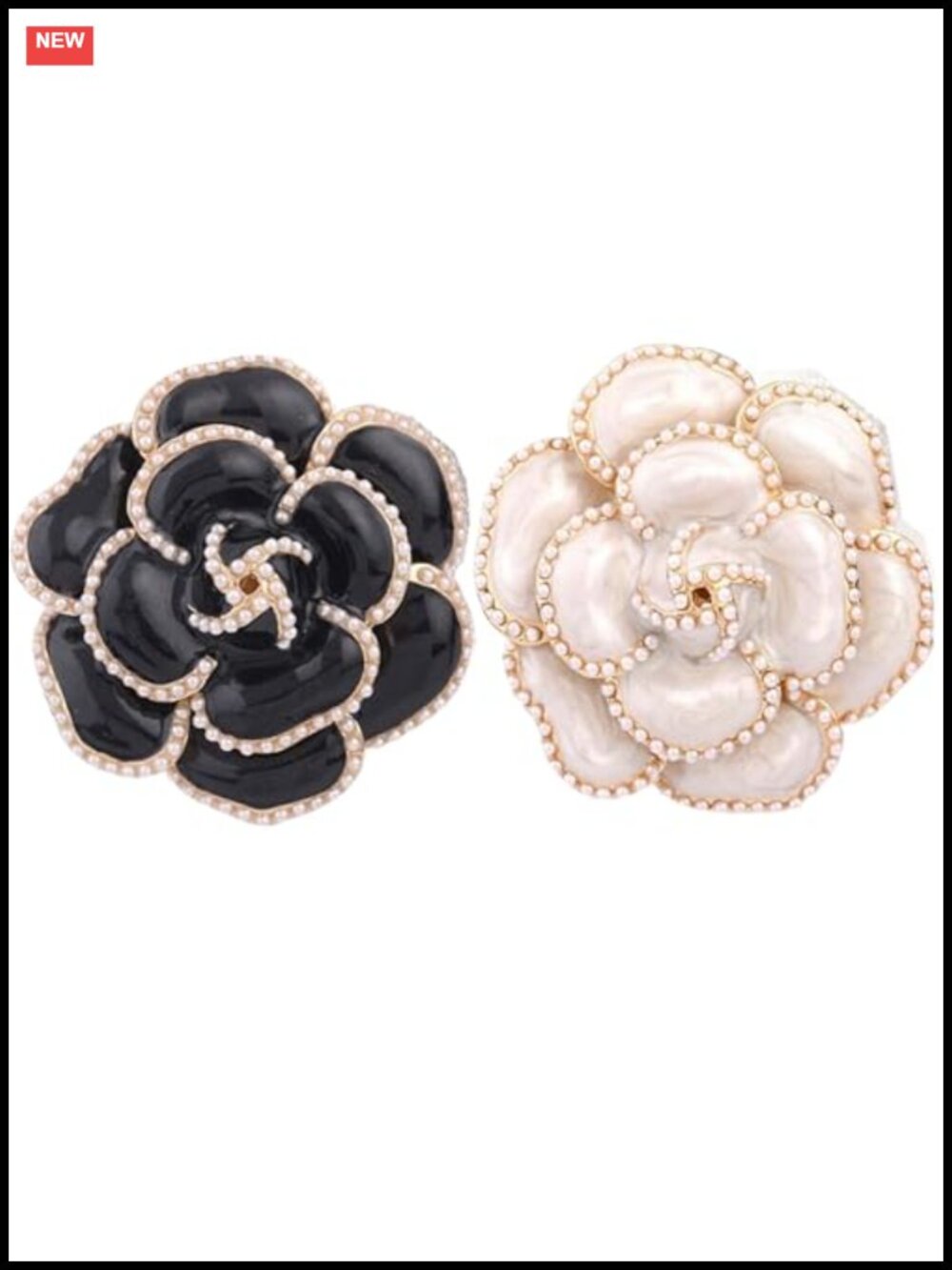 2pcs Camellia Flower Brooches for Women Alloy Faux Pearl Elegant